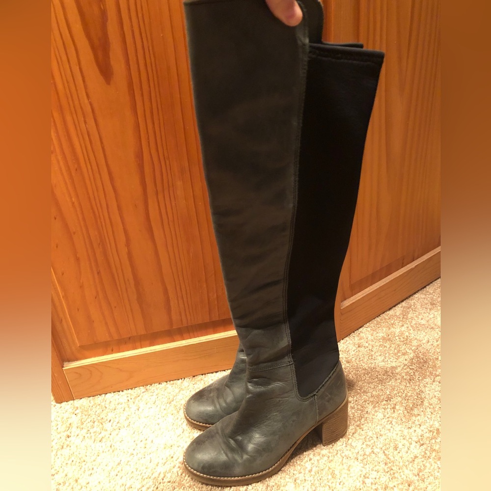 Free people Landry Tall Boots Over the knee Leather Pull on fitted - Picture 5 of 11